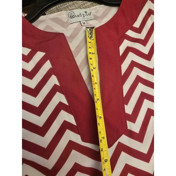 Mud Pie Game Day Jersey Dress Red White Chevron Size M NWOT Slip Included - Picture 10 of 15